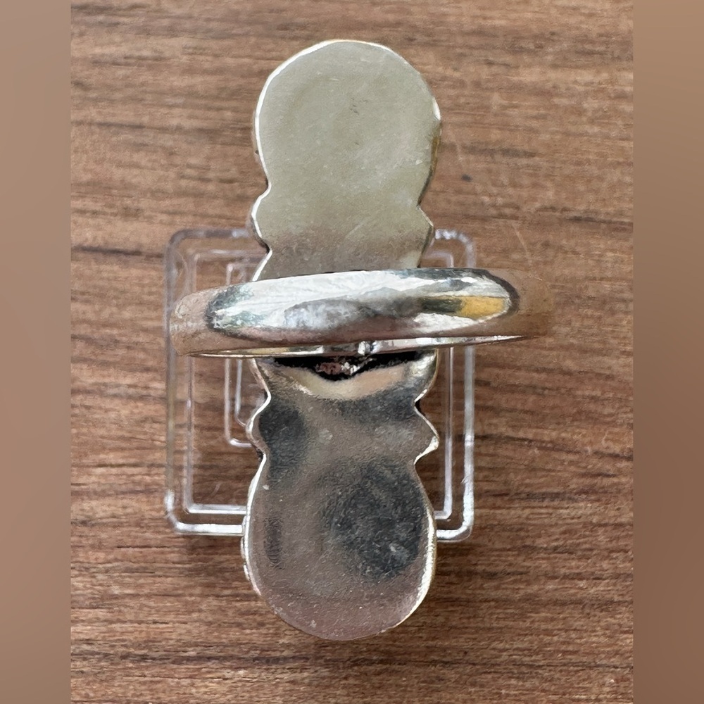 925 Sterling Silver and Triple Natural Rainbow Moonstone Ring - Picture 3 of 13